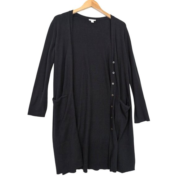 J Jill Duster Cardigan Womens S Petite‎ Black Capsule Minimalist Preppy Academia - Picture 3 of 13